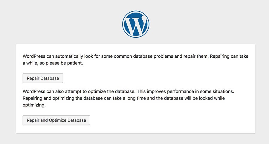 Repair WordPress database - common errors